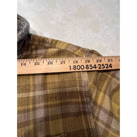 Katin Harold Hooded Flannel Sweatshirt Jacket Shacket Sz XL Brown Yellow Cabin - Picture 11 of 12